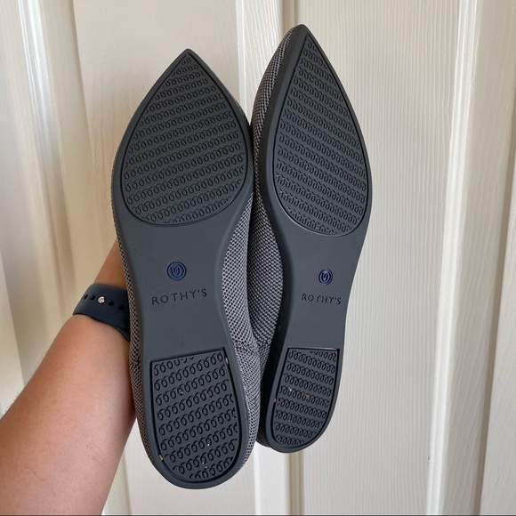Rothy’s Women's Gray The Point Flat Shoes Cloud Grey Birdseye Sz 7 - Picture 9 of 13